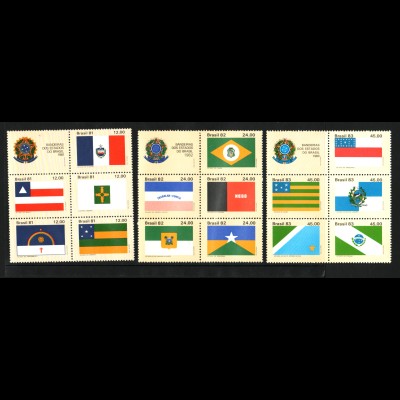 Brasilien: 1981/83, Sechserblöcke Flaggen der Bundesstaaten (Ausgabe I - III)