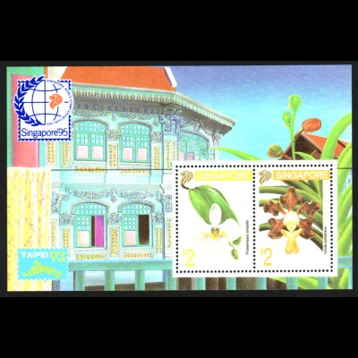 Singapur: 1993, Blockausgabe Briefmarken-Ausstellung (Motiv: Orchideen)