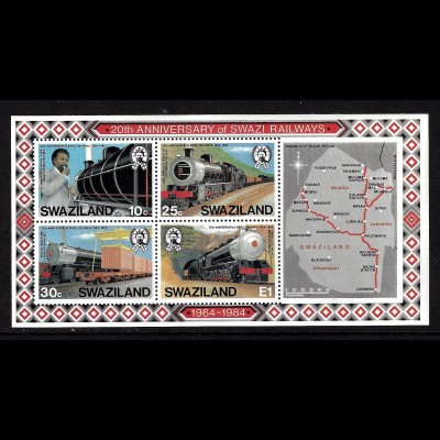 Swaziland: 1984, Blockausgabe Staatliche Eisenbahn