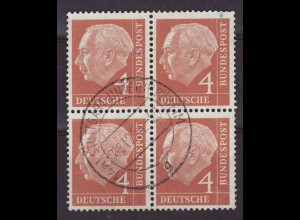 Bundesrepublik: 1954, Heuss I 4 Pfg. (zentr. gest. Viererblock) 