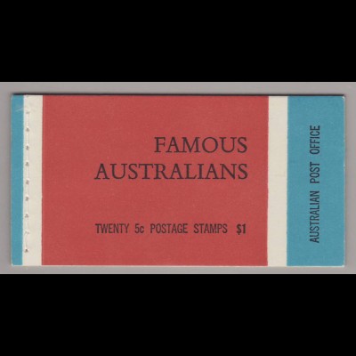 Australien: 1968, Markenheftchen Freimarken Berühmte Australier 