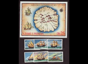 Sao Tomé und Principe: 1979, Segelschiffe (Satz und Blockausgabe) 