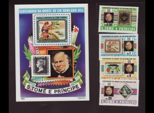 Sao Tomé und Principe: 1980, Rowland Hill (Motiv Marke auf Marke)