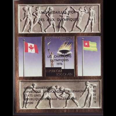 Togo: 1976, Überdruck- Blockausgabe Goldmarke mit Überdruck Olympiasieger 