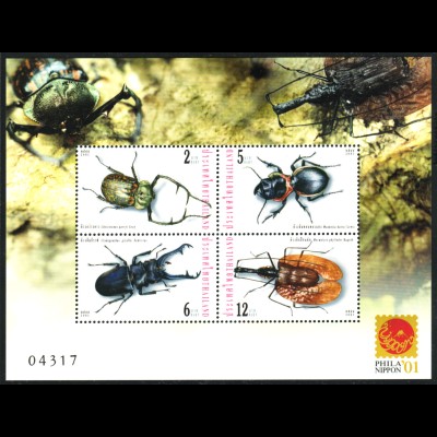 Thailand: 2001, Ausstellungsblockausgabe Insekten (Philanippon)