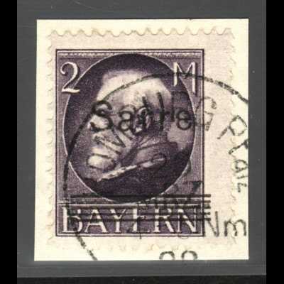 Saargebiet: 1920, König Ludwig 2 Mk. (Briefstück, gepr. Burger BPP) 