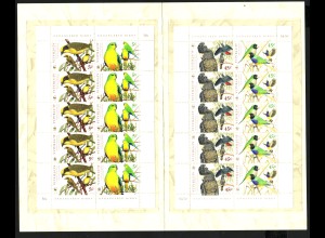 Australien: 1998, Kleinbogenpaar Bedrohte Vogelarten (im Folder)