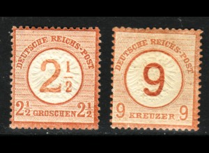 Gr. Brustschild 2½ auf 2½ Gr. und 9 auf 9 Kr. (schöne Prägung, M€ 170,-)