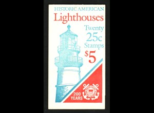 USA: 1990, Markenheftchen Leuchttürme (Kat.-Nr. 2085/89)