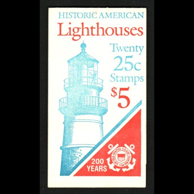 USA: 1990, Markenheftchen Leuchttürme (Kat.-Nr. 2085/89)
