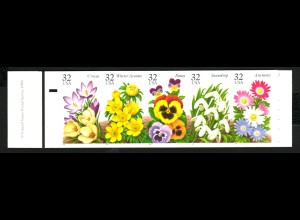 USA: 1996, Markenheftchen Gartenblumen (Kat.-Nr. 2685/89)
