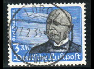 1934, Flugpost 3 RM (seltene waagerechten Riffelung, typgepr. Peschl BPP)