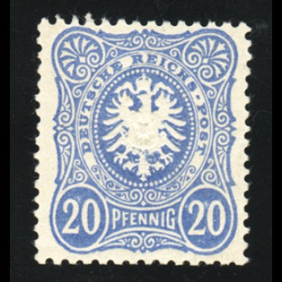 1885, 20 Pfg. lebhaftultramarin (farbgepr. Zenker BPP, M€ 170,-)
