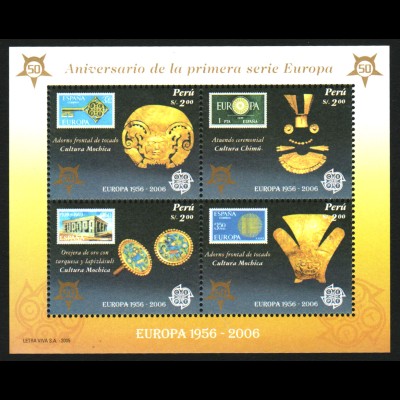 Peru: 2005, Blockausgabe 50 Jahre Europamarken (Motiv Marke auf Marke)