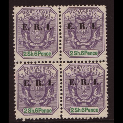 Transvaal: 1901, Überdruckausgabe E.R.I. 2,6 Sh. (Viererblock)