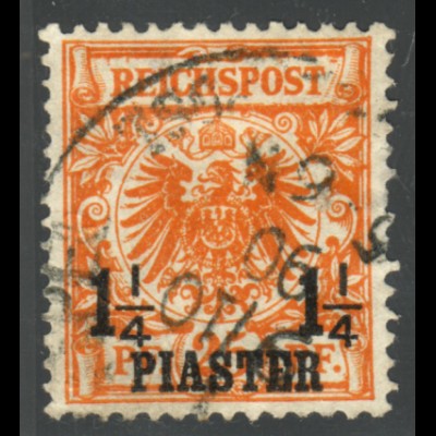 Deutsche Post in der Türkei: 1889, Krone/Adler 1¼ P. auf 25 Pfg. (2. Wahl)