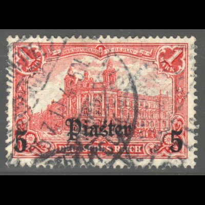 Deutsche Post in der Türkei: 1905/13, mit WZ 5 Piaster (gepr. Steuer BPP)