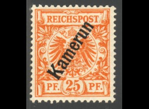 Kamerun: 1897, Krone/Adler 25 Pfg. (gepr. Steuer BPP)