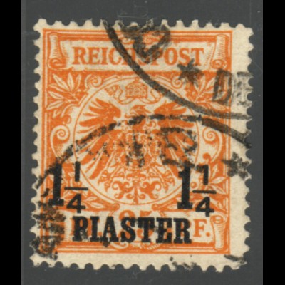Deutsche Post in der Türkei: 1889, Krone/Adler 1¼ P. auf 25 Pfg. (nachgezähnt)