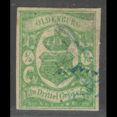 Oldenburg: 1859, Staatswappen 1/3 Gr. blaugrün