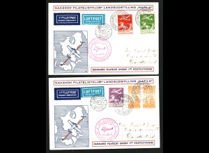 Dänemark: 1935, Flugpostausgabe, 2 portogerechte dekorative Luftpostbriefe 