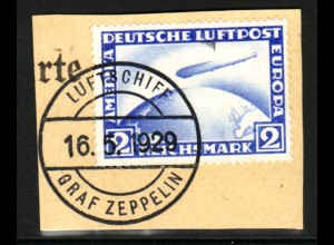 1928, Zeppelin 2 RM (Briefstück mit Bordstempel "Luftschiff Graf Zeppelin")