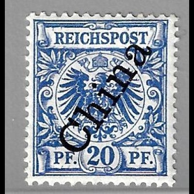Deutsche Post in China: 1898, Steiler Aufdruck 20 Pfg.