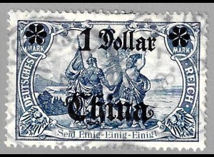 Deutsche Post in China: 1912, mit WZ 1 Dollar Friedensausgabe