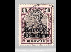 Deutsche Post in Marokko: 1900, Germania Reichspost 60 Cts. auf 50 Pfg.