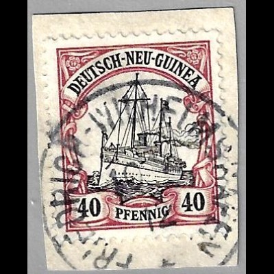 DNG: 1901, Kaiserjacht 40 Pfg. (zentrisch gest. Briefstück)