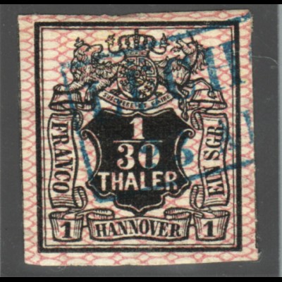 Hannover: 1856, 1/30 Taler rosa, weitmaschiges Netz, (breitrandig)