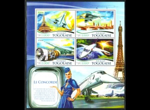 Togo: 2014, Kleinbogen Concorde (einziger Kleinbogen Flugzeuge aus Satz)
