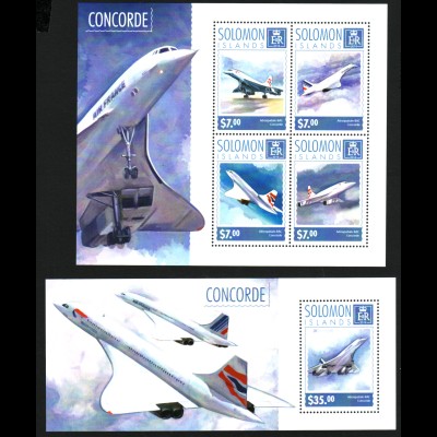 Salomon-Inseln: 2014, Concorde (Kleinbogen und Blockausgabe)