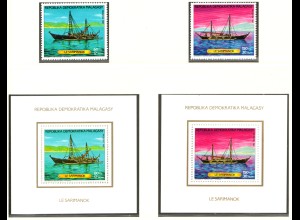Madagaskar: 1987, Fischereischiff (Auslegerschiff, Satz und Blockausgabe) 