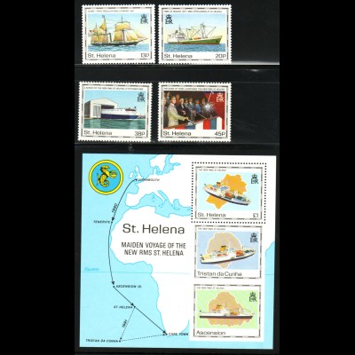 St. Helena: 1990, Motorschiff "St. Helena" (Satz und Blockausgabe) 
