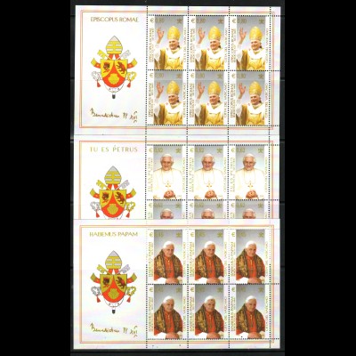 Vatikan: 2005, Kleinbogensatz Papst Benedikt (3 KB)