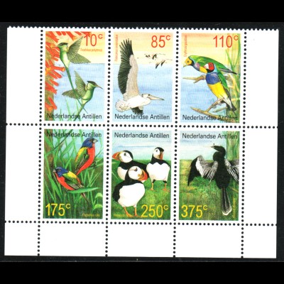 Niederländische Antillen: 2001, Vögel aus aller Welt (Sechserblock)