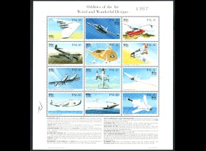 Palau-Inseln: 1996, Kleinbogen Besondere Flugzeugkonstruktionen