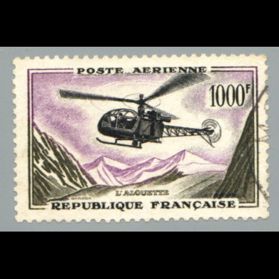 Frankreich: 1958, Hubschrauber 1000 Fr. (knapp gestempelt)