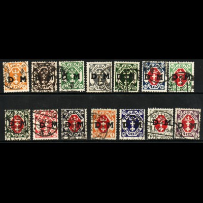 Danzig: 1921, Dienstmarken Wappenüberdrucke (Bedarfsstücke)