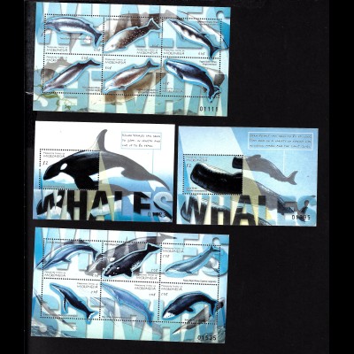 Mikronesien: 2001, Wale (Kleinbogenpaar und Blockpaar)