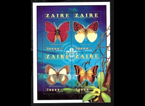 Kongo / Kinshasa (Zaire): 1996, Kleinbogen Schmetterlinge
