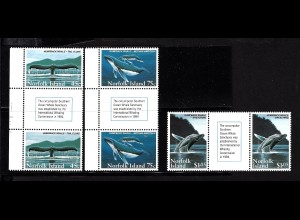 Norfolk-Inseln: 1995, Buckelwal (senkr. bzw. waager. Zwischenstegpaare mit Zierfeld)