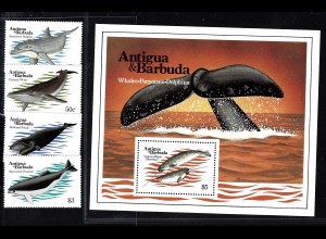 Antigua und Barbuda: 1983, Wale (Satz und Blockausgabe)