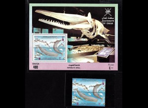Oman: 1993, Delfine und Wale (Zdr.-Paar und Blockausgabe)