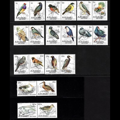 Aitutaki: 1981, Freimarken Vögel (Kurzsatz ohne Höchstwerte als waager. Paare)