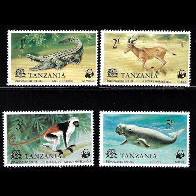 Tansania: 1977, Geschützte Wildtiere (Kat.-Nr. 82, Schildkröte fehlt leider) 