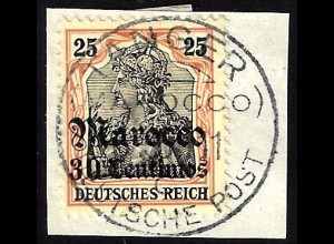Deutsche Post in Marokko: 1906/11, Germania mit WZ 30 Cts. auf 25 Pfg. 
