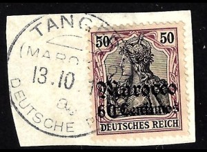Deutsche Post in Marokko: 1906/11, Germania mit WZ 60 Cts. auf 50 Pfg. 